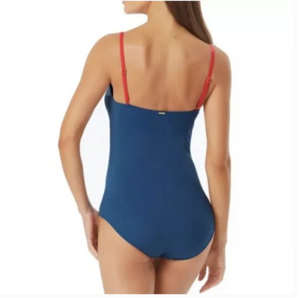 ANNE COLE SIGNATURE Color Block Maillot One-Piece Swimsuit 12 - Picture 3 of 9